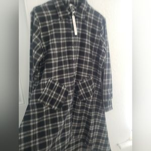 OLRAIN WOMENS PLAIDS V NECK LONG SLEEVE SIZE L